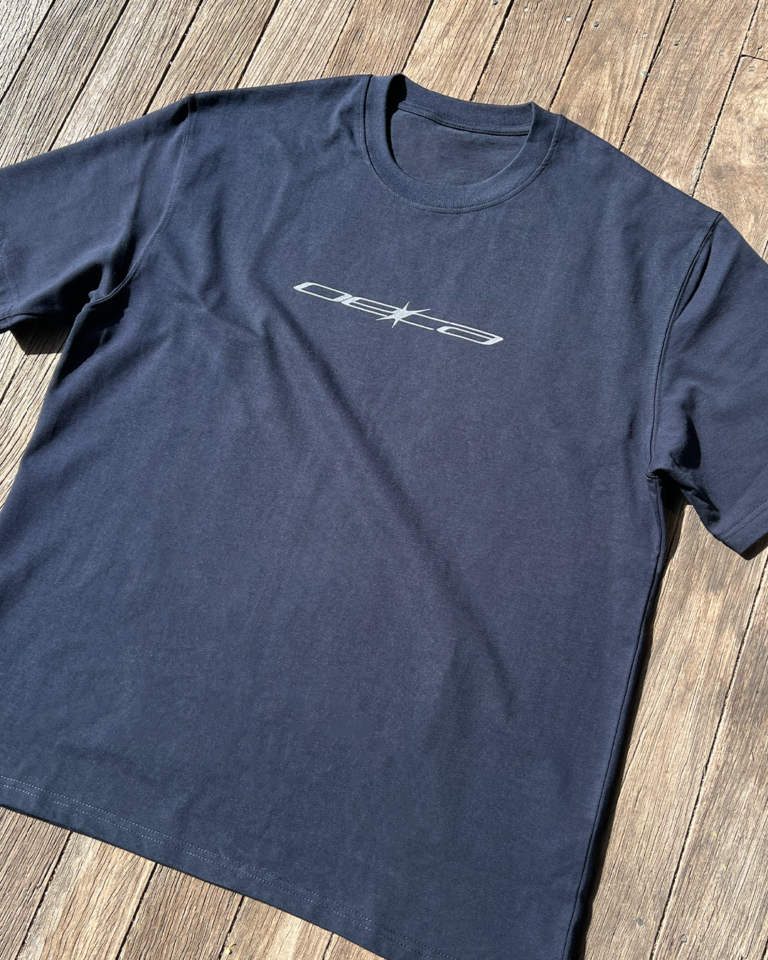 Thin Logo - Navy Heavyweight Drop Shoulder Cotton Tee