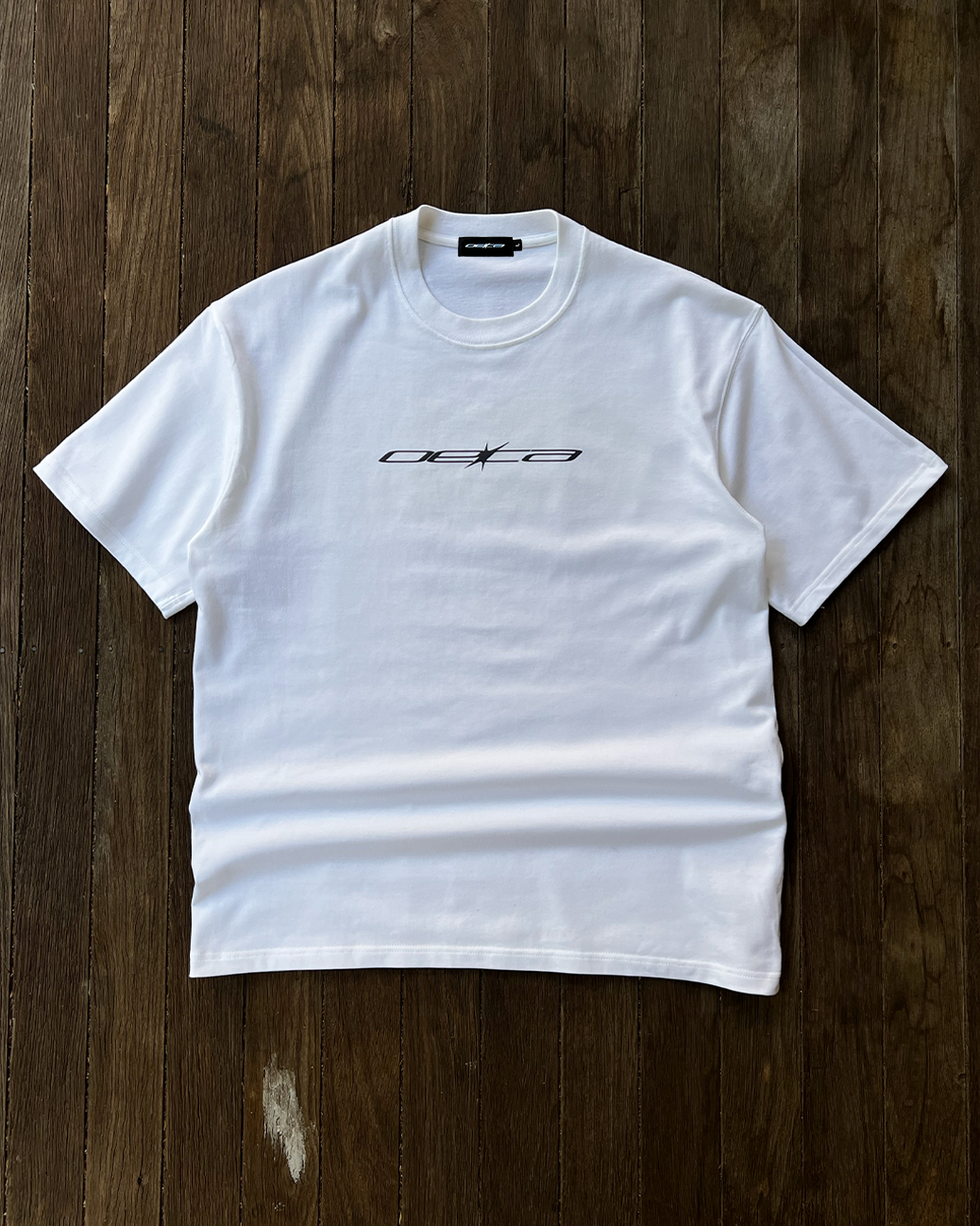 Thin Logo - White Heavyweight Drop Shoulder Cotton Tee