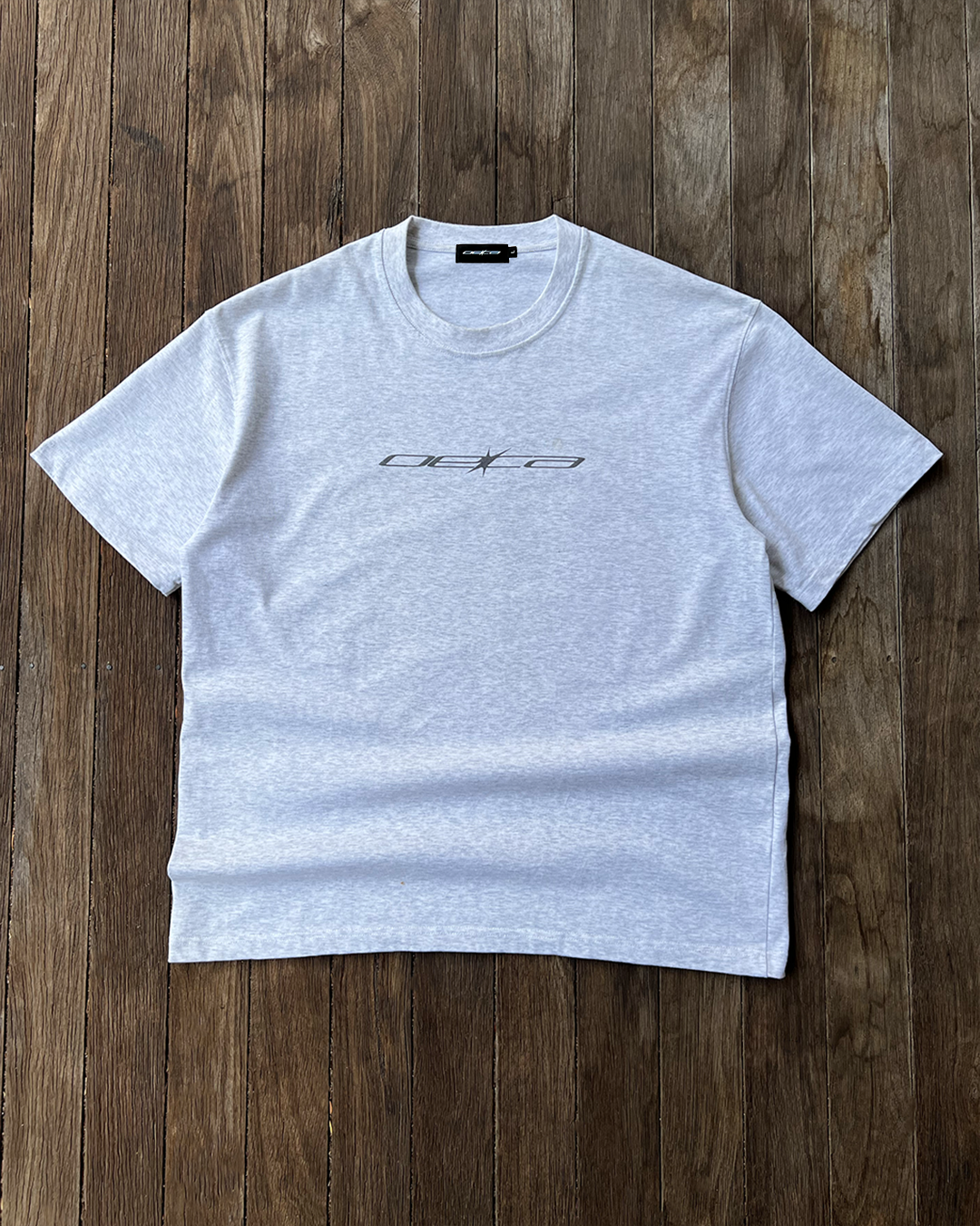 Thin Logo - Grey Heavyweight Drop Shoulder Cotton Tee