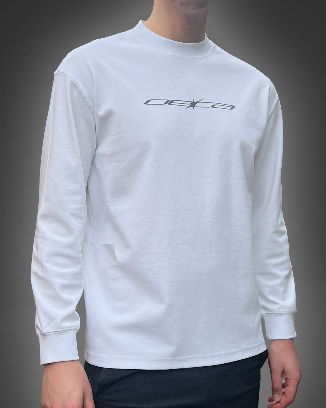 Thin Logo - White Long-Sleeve Tee