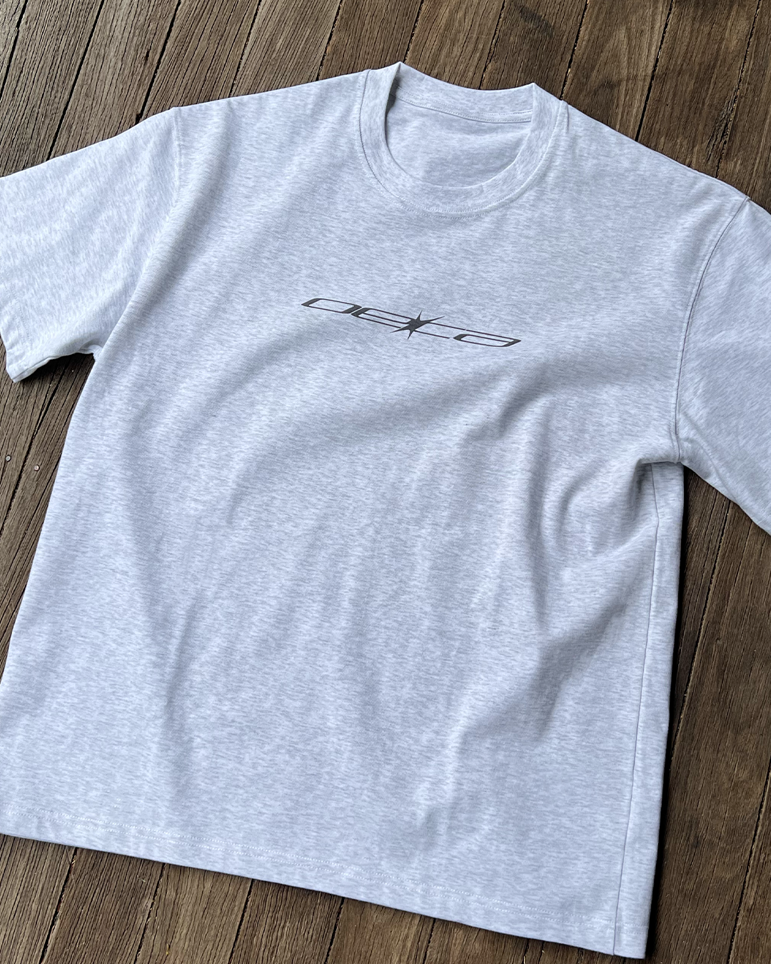 Thin Logo - Grey Heavyweight Drop Shoulder Cotton Tee