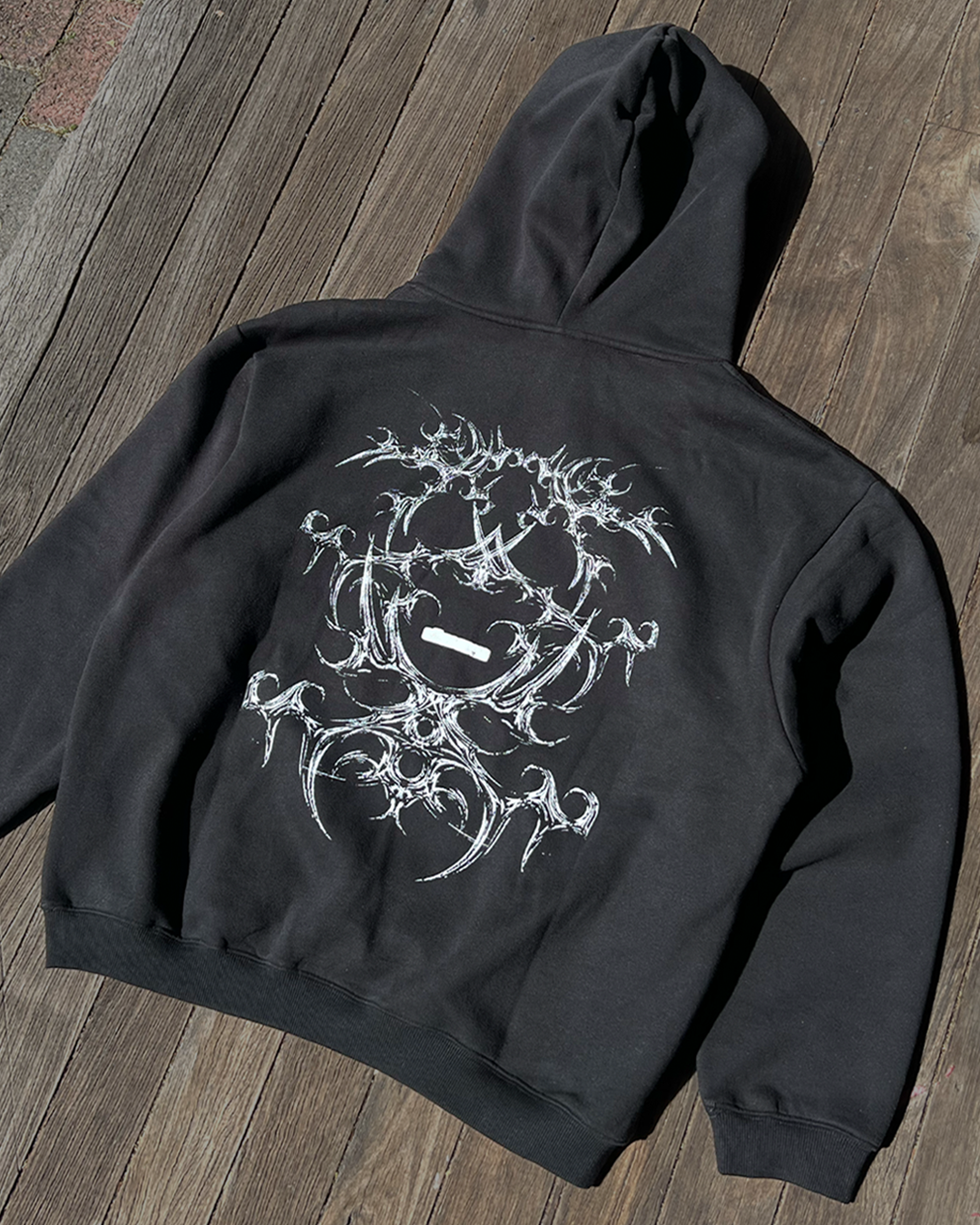 White Bone - Black Fleece Boxy Hoodie