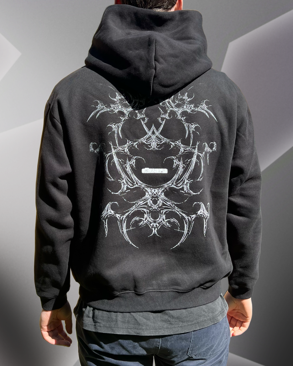 White Bone - Black Fleece Boxy Hoodie