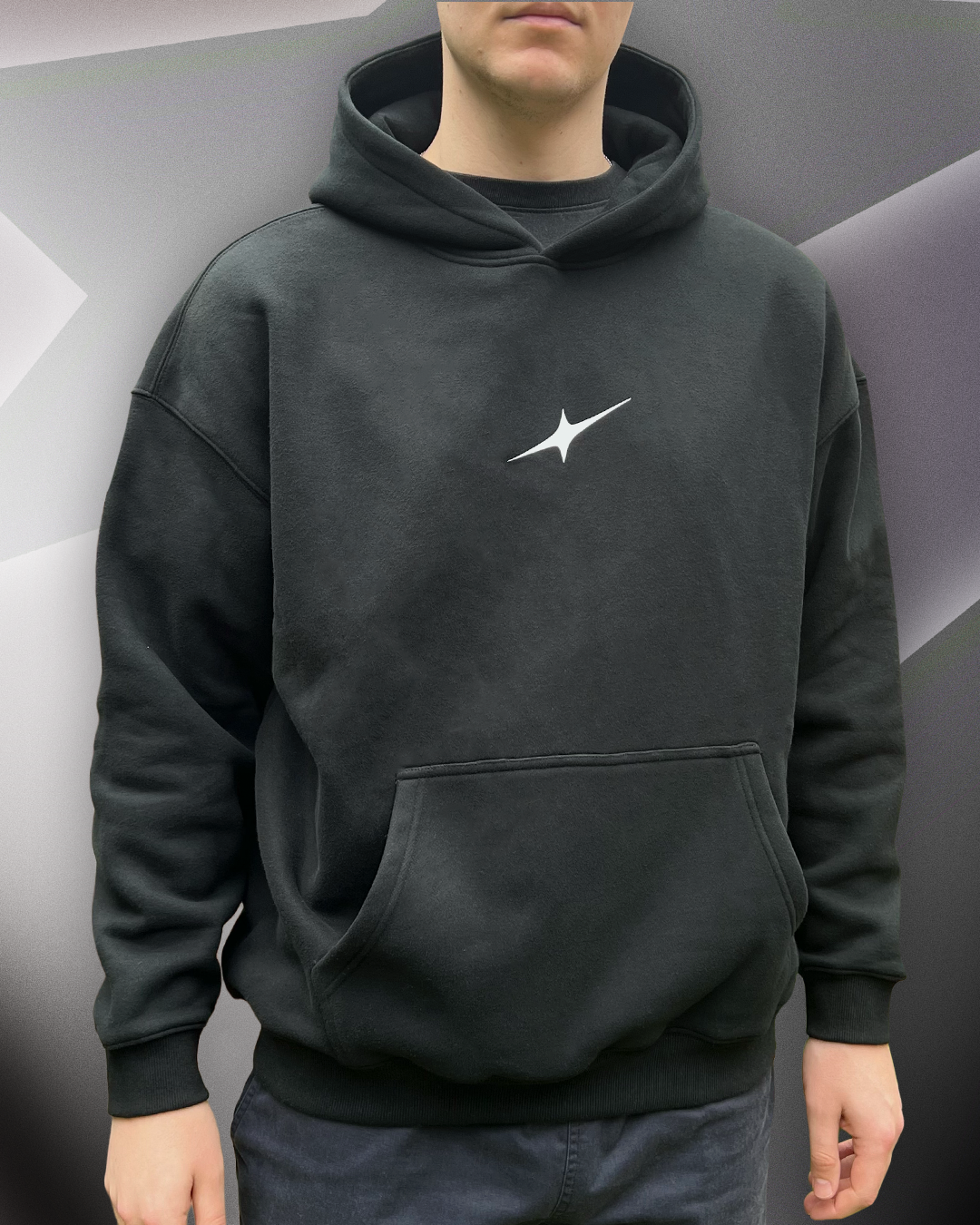 Lone Star - Black Oversized Fleeced Hoodie