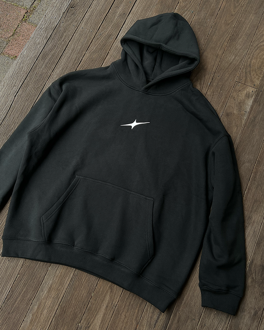 Lone Star - Black Oversized Fleeced Hoodie