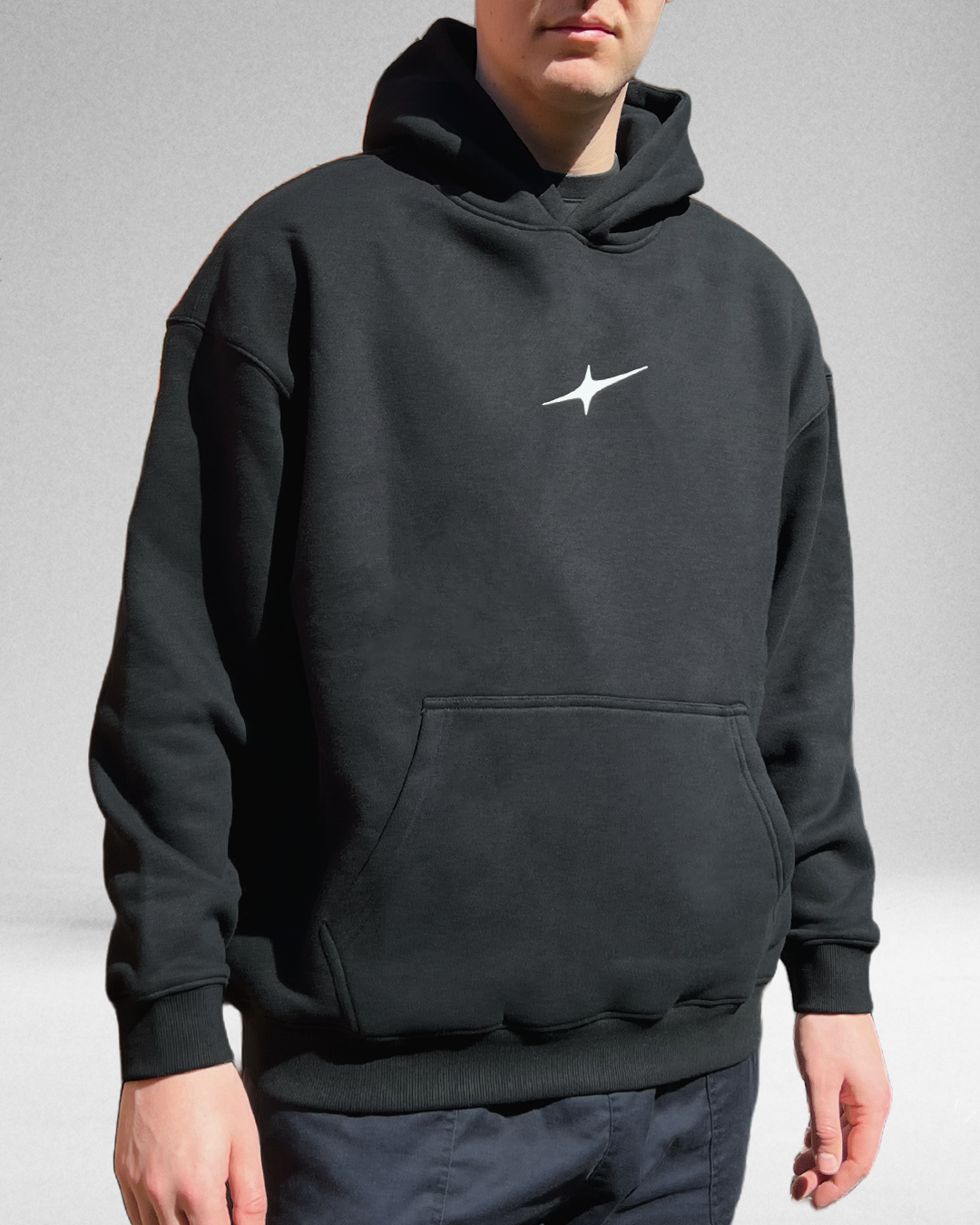 Lone Star - Black Oversized Fleeced Hoodie