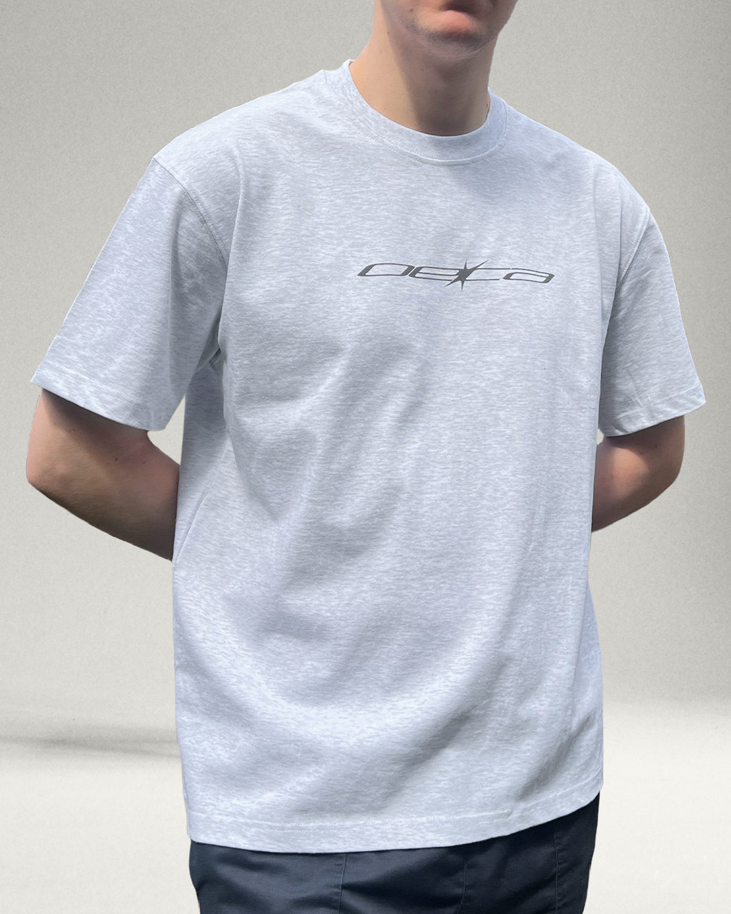 Thin Logo - Grey Heavyweight Drop Shoulder Cotton Tee