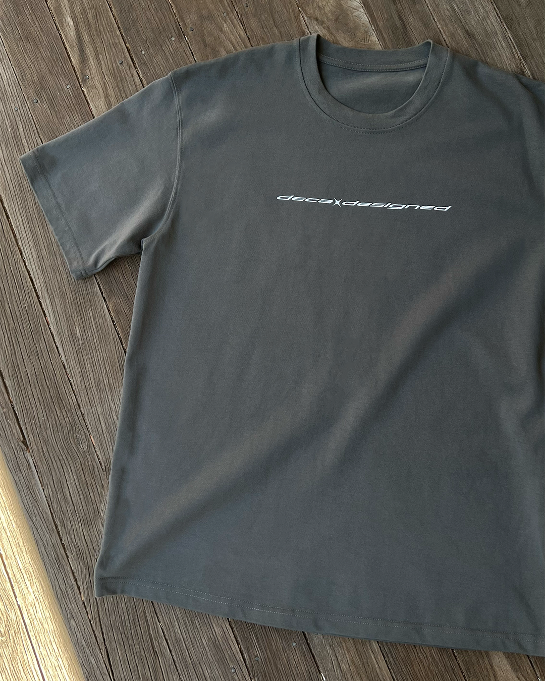 Designed Logo - Dark Grey Heavyweight Drop Shoulder Cotton Tee