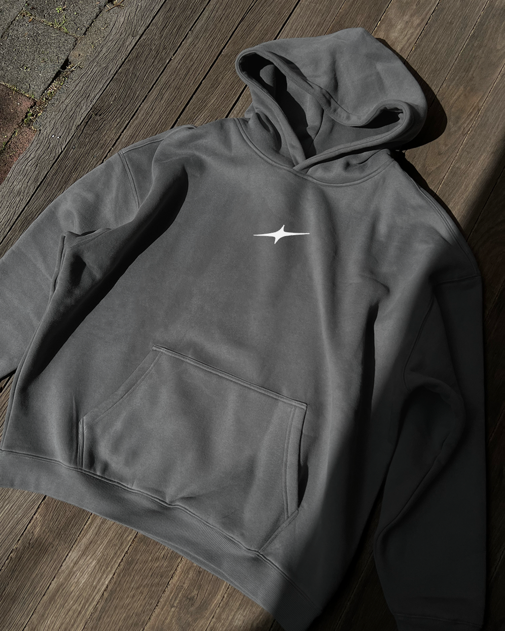 Lone Star - Grey Oversized Fleeced Hoodie