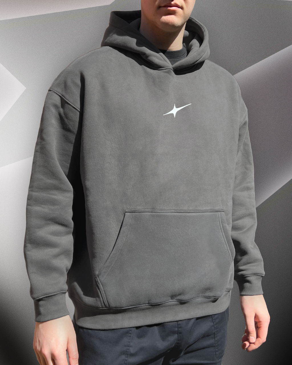 Lone Star - Grey Oversized Fleeced Hoodie