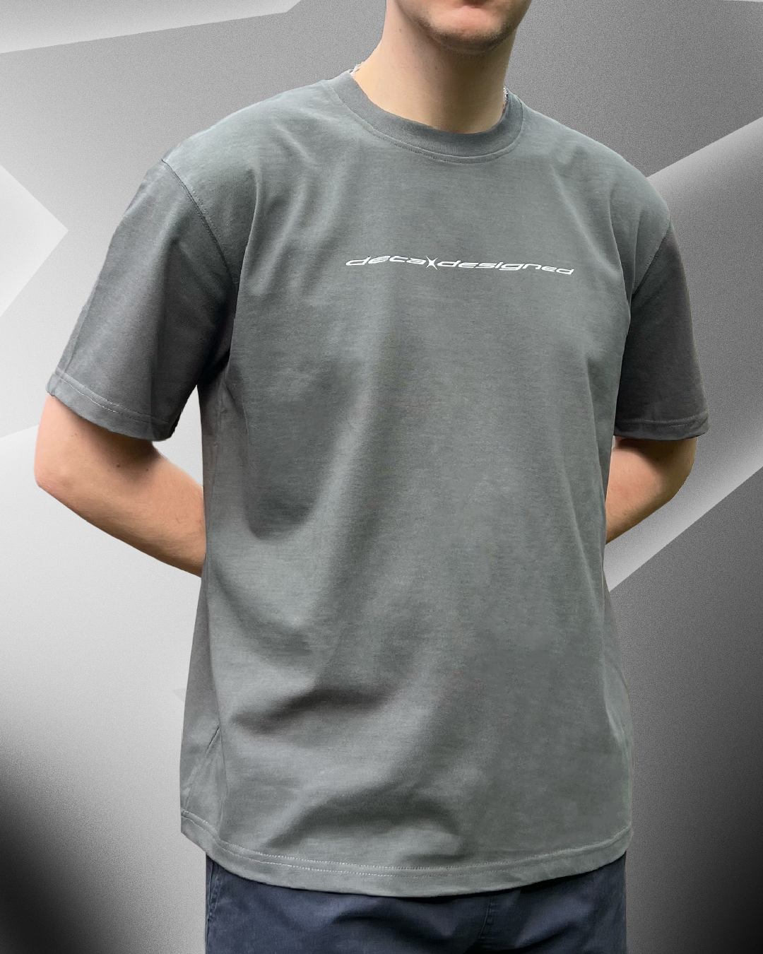 Designed Logo - Dark Grey Heavyweight Drop Shoulder Cotton Tee