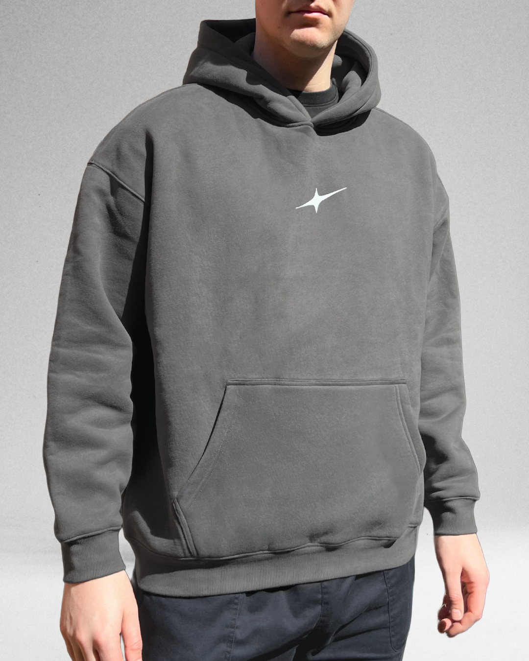 Lone Star - Grey Oversized Fleeced Hoodie