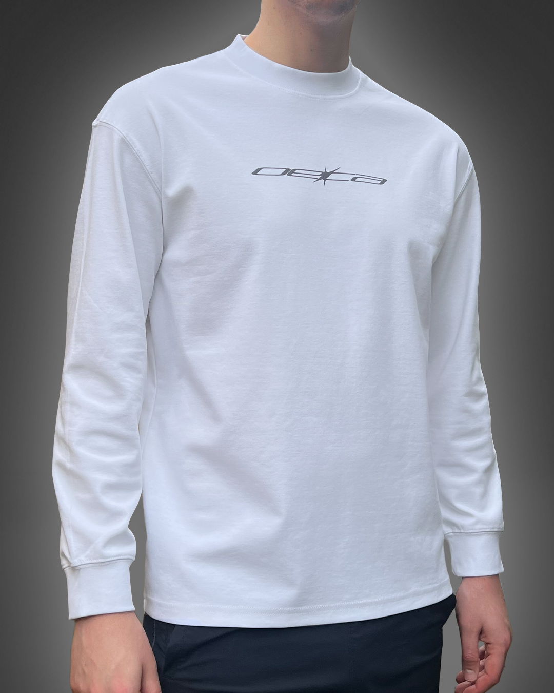 Thin Logo - White Long-Sleeve Tee
